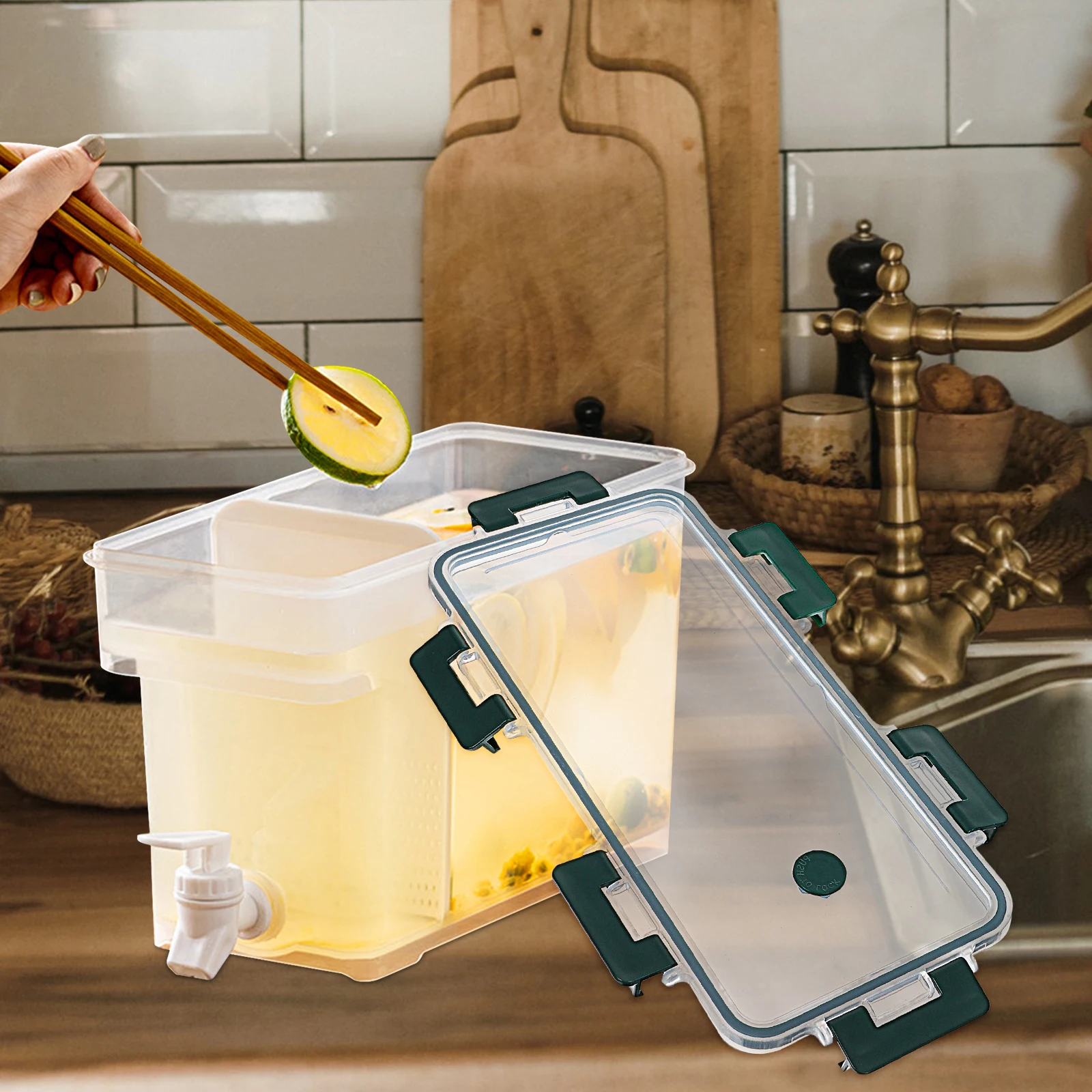 

Cold Water Bottle Dispenser Jug Fridge for Bucket Refrigerator Storage Beverage Container Juice with Lid