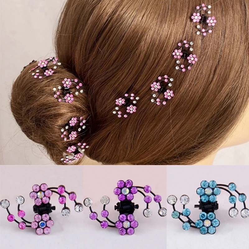 6PCS/1 Pack Wedding Bridal Hair Claws Women Mini Headwear Rhinestone Snowflake Hair Clips Flower Hair Pins Hair Accessories