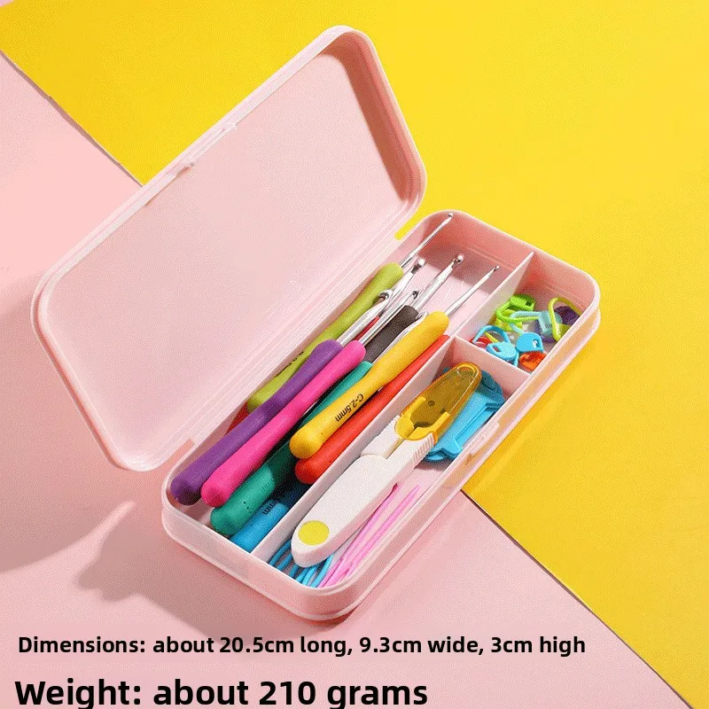 الأحمر لينة مقبض الكروشيه مجموعة الوردي معكرون صندوق أدوات مكتب لتقوم بها بنفسك أدوات الحياكة اليدوية الكروشيه مجموعة كاملة الكروشيه سهلة الاستخدام اليدوية