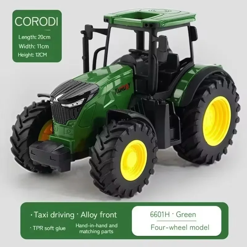 6601 Rc Car 1:24 Alloy Remote-Controlled Tractor Toy Headlights Simulation Electric Farm Truck Toy Set Kid Outdoor Surprise Toy