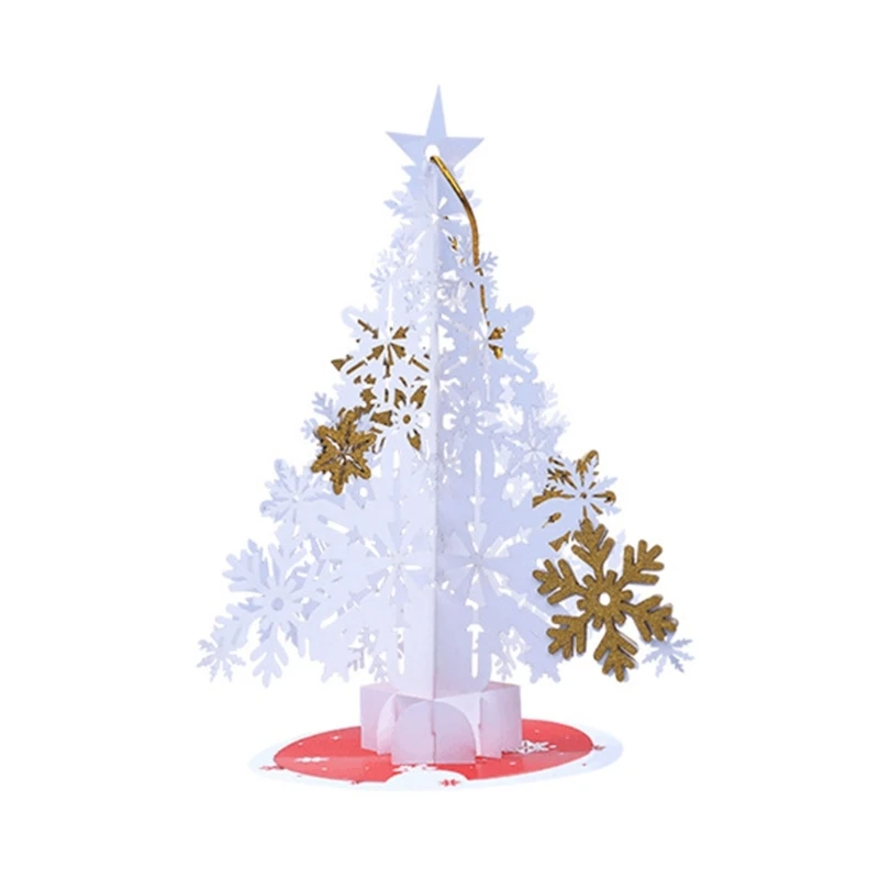 Cartões pop-up 3d, árvore floco neve cartão felicitações com envelope para ano casamento, noivado,