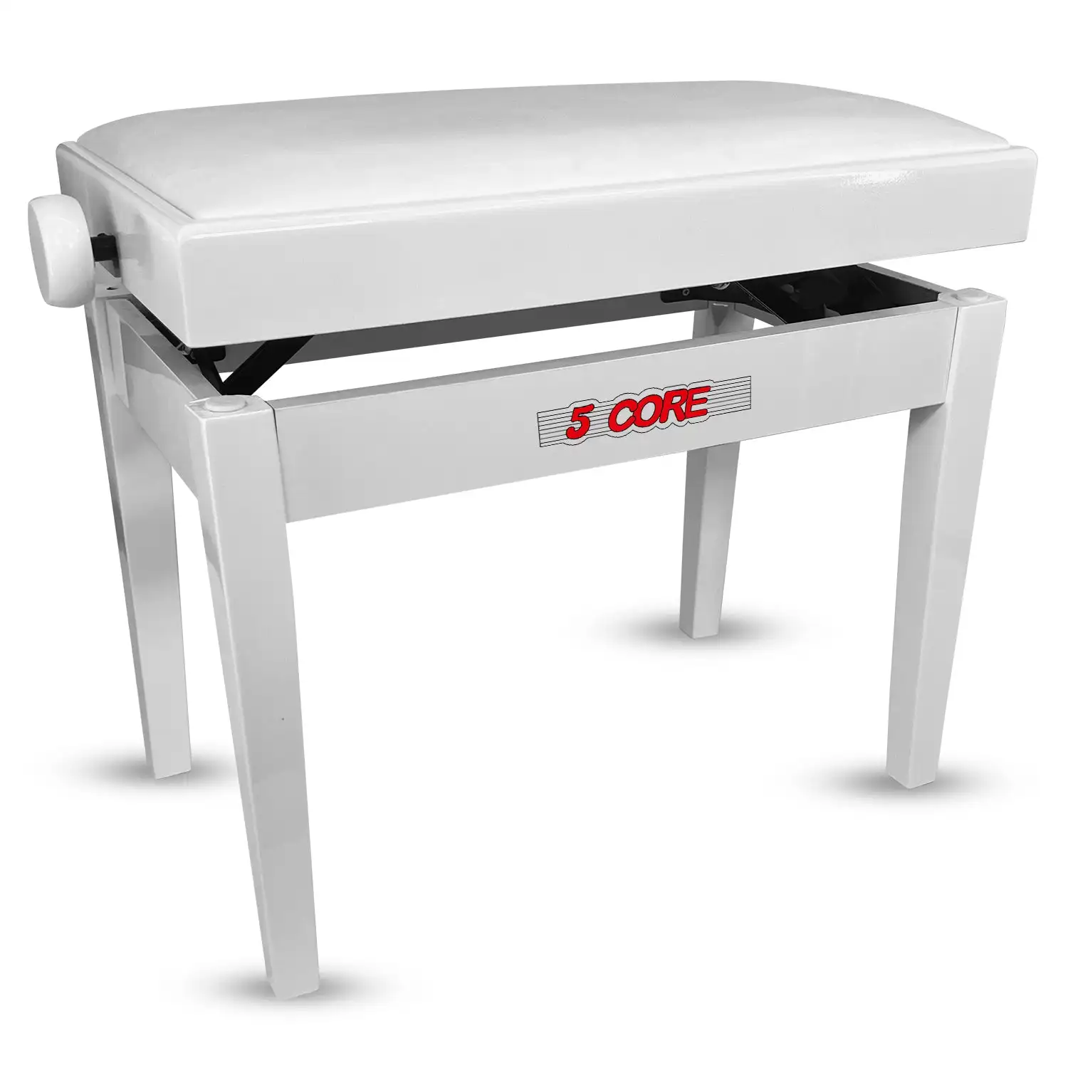 

5 Core Adjustable Piano Bench Thick 3.25" Solid Wood Keyboard Stool Heavy Duty Musician Chair PNB 480 WH