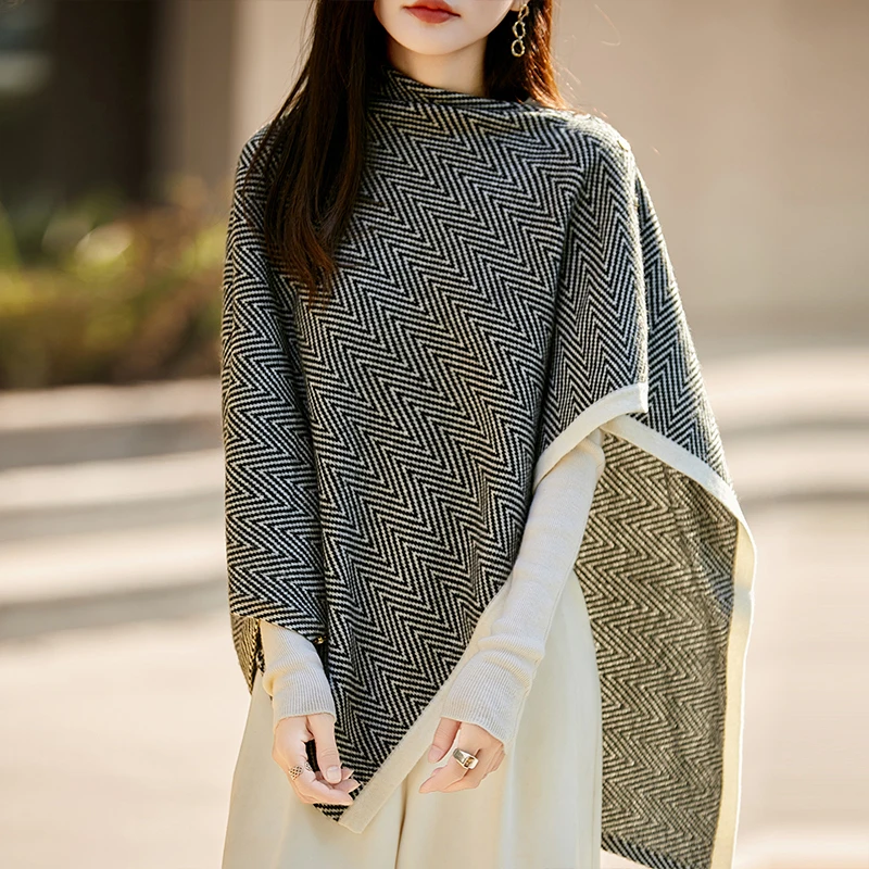 automne-et-hiver-100-pure-laine-echarpe-tricote-poncho-chale-blouse-manteau-dames-poncho-gilet