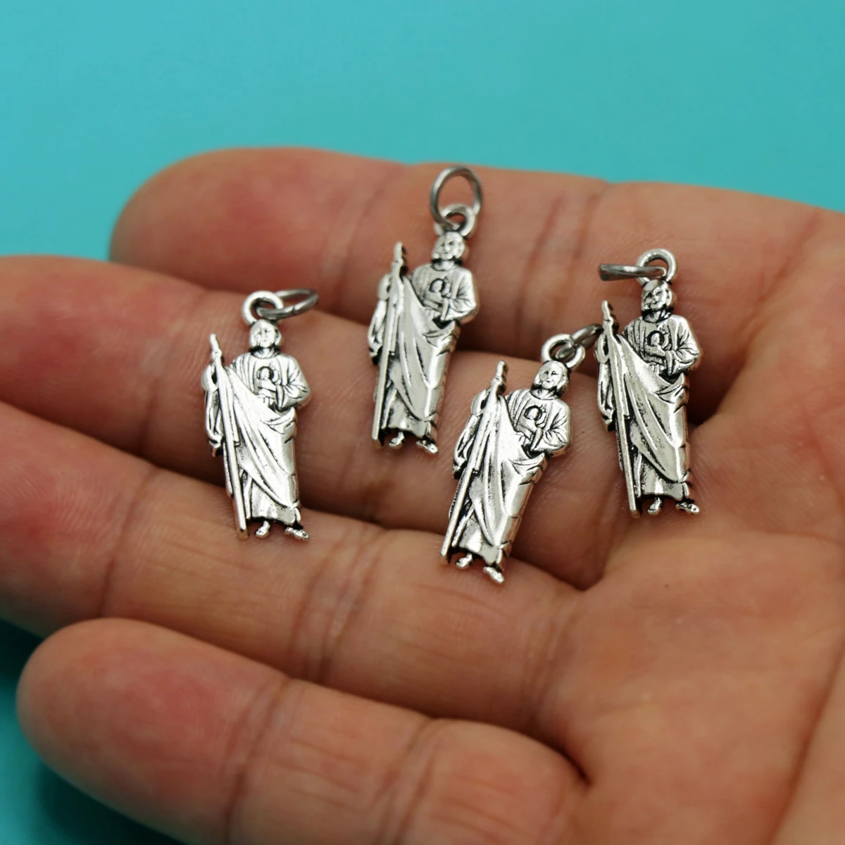 10 Uds 25,3x10MM ST jude catolicismo amuleto encantos T201 fabricación de joyería DIY