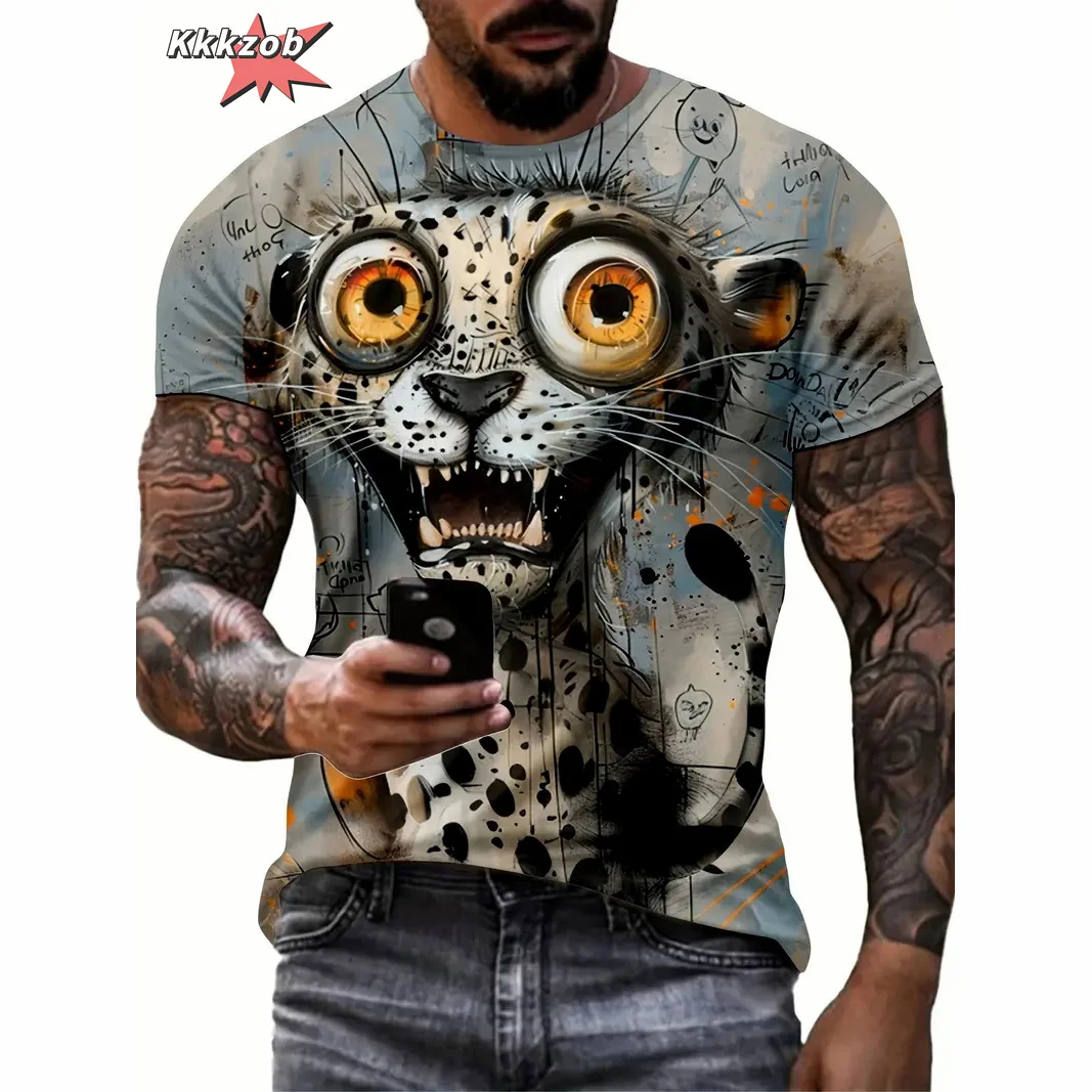 Men's T Shirt Cartoon Animal Print Funny Animal Summer Casual Short Sleevet-Shirts Fashion Summer Clothing Crew Neck Tops