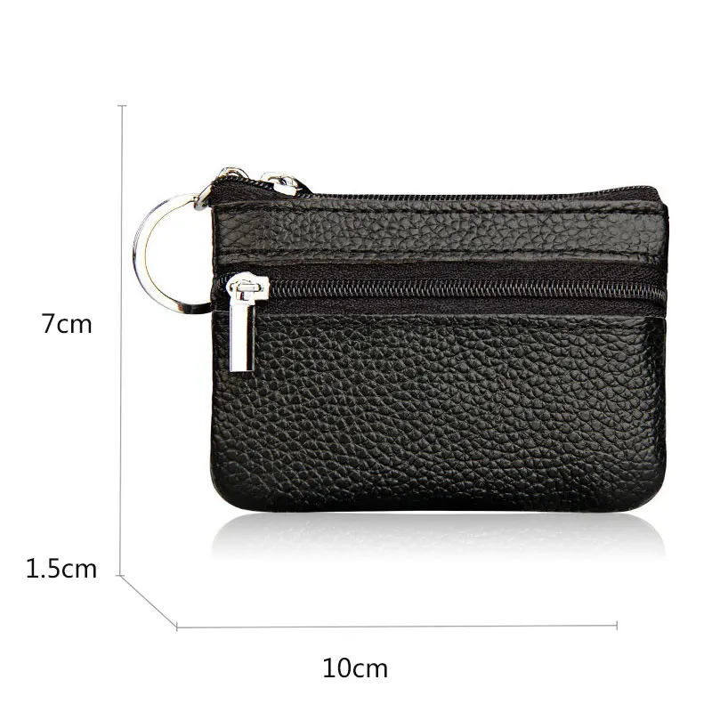 Genuine Cow Leather Mini Women Wallets Name Engraving Card Holders Small Female Purse Zipper Coin Pocket Unisex Wallet