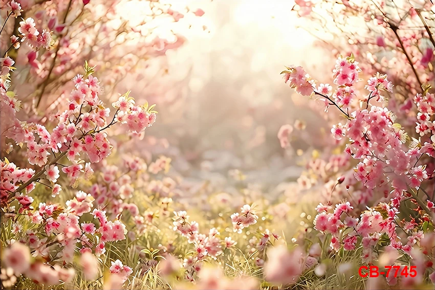 الربيع حديقة الأزهار منزل التصوير خلفية الطفل حفلة عيد ميلاد كعكة سحق صورة مخصص تزيين خلفية استوديو الصور