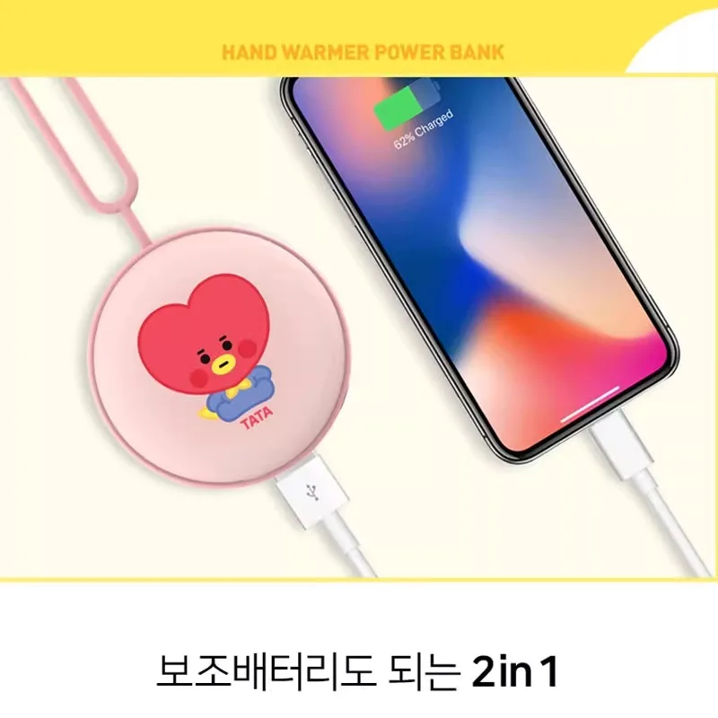 Фигурки Kawaii BT21 Baby Series Cute Cartoon Power Bank Hand Warmer 6000 MAh 2-in-1 Power Bank Fashion Girls Accessories