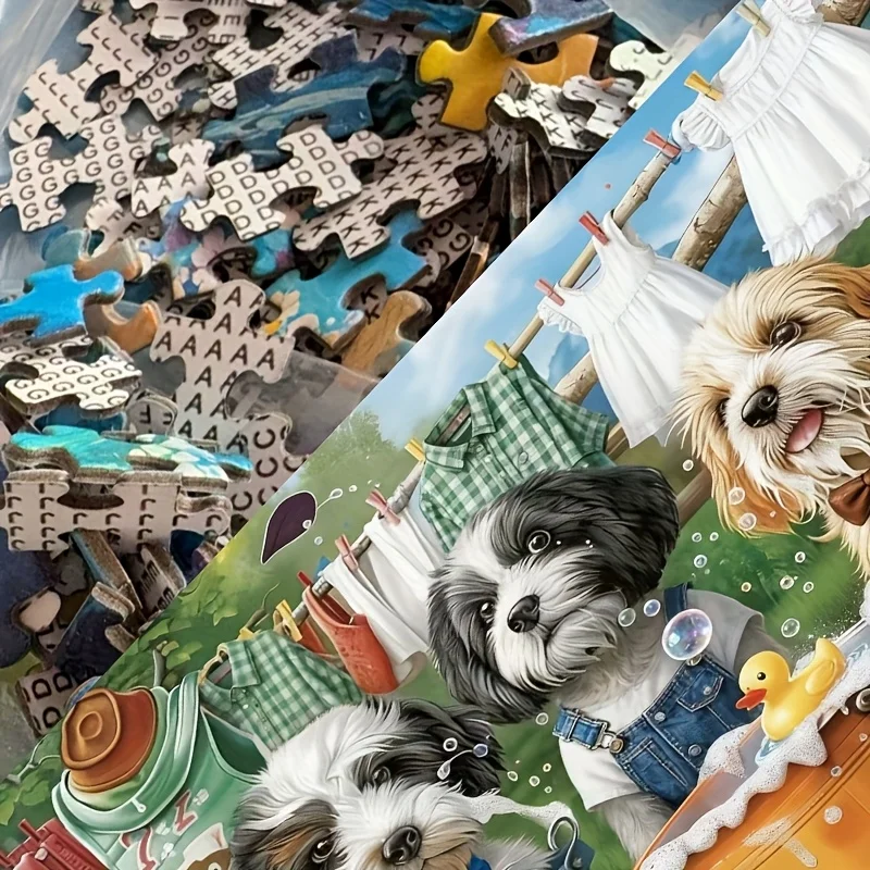 500-Piece Puppy Bath Time Jigsaw Puzzle for Adults, 15x10 Inches (38x26cm), Storage Case & A4 poster Challenging Puzzle