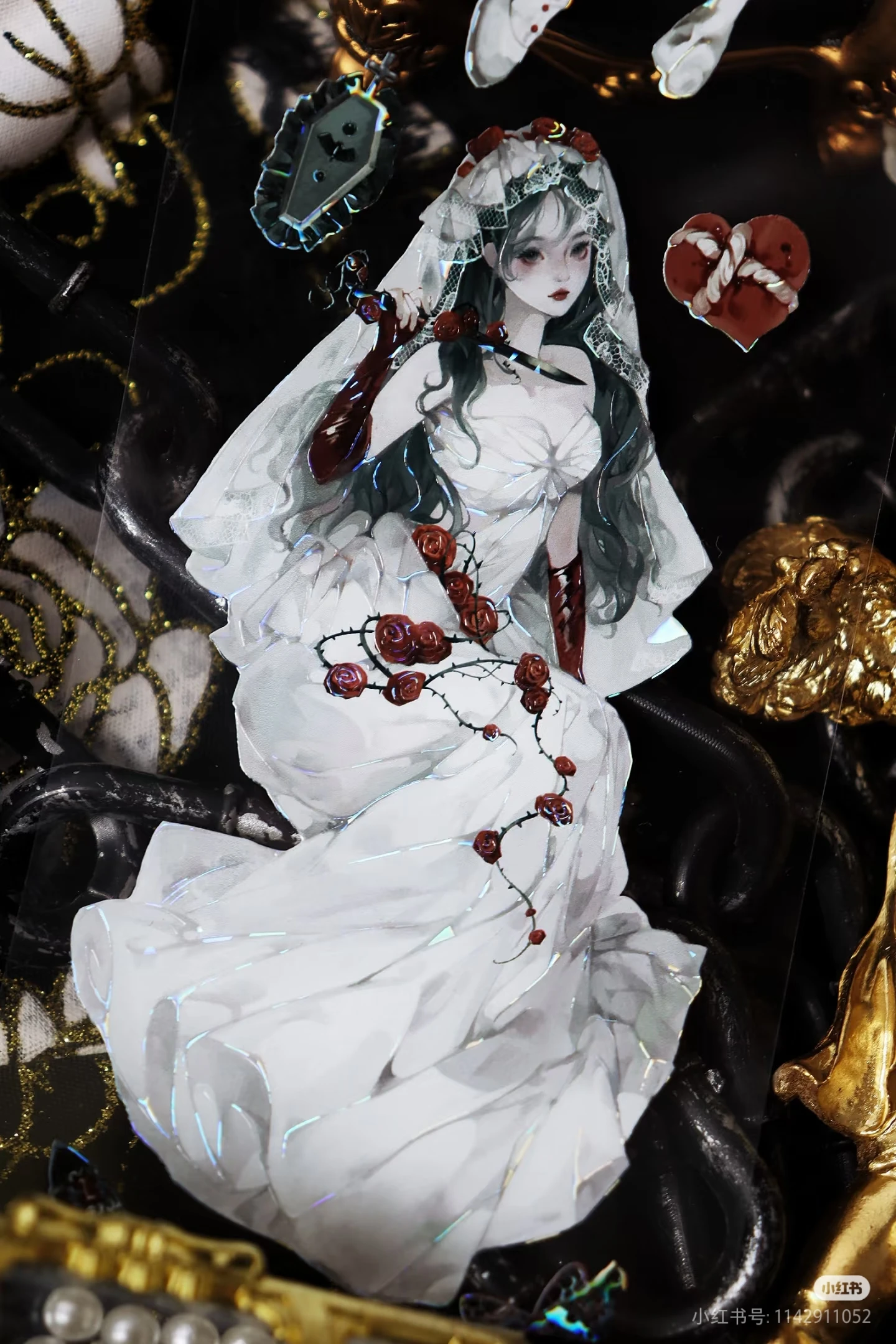 

Blood-Stained Bridal Veil Shiny Collage Washi Pet Tape - Shell Light for Journal