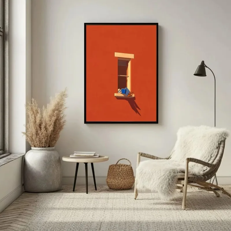 Affiche sur toile vintage avec pieds audacieux dans une fenêtre, impressions d'art abstrait minimaliste moderne, décoration murale pour salon et chambre, décoration intérieure
