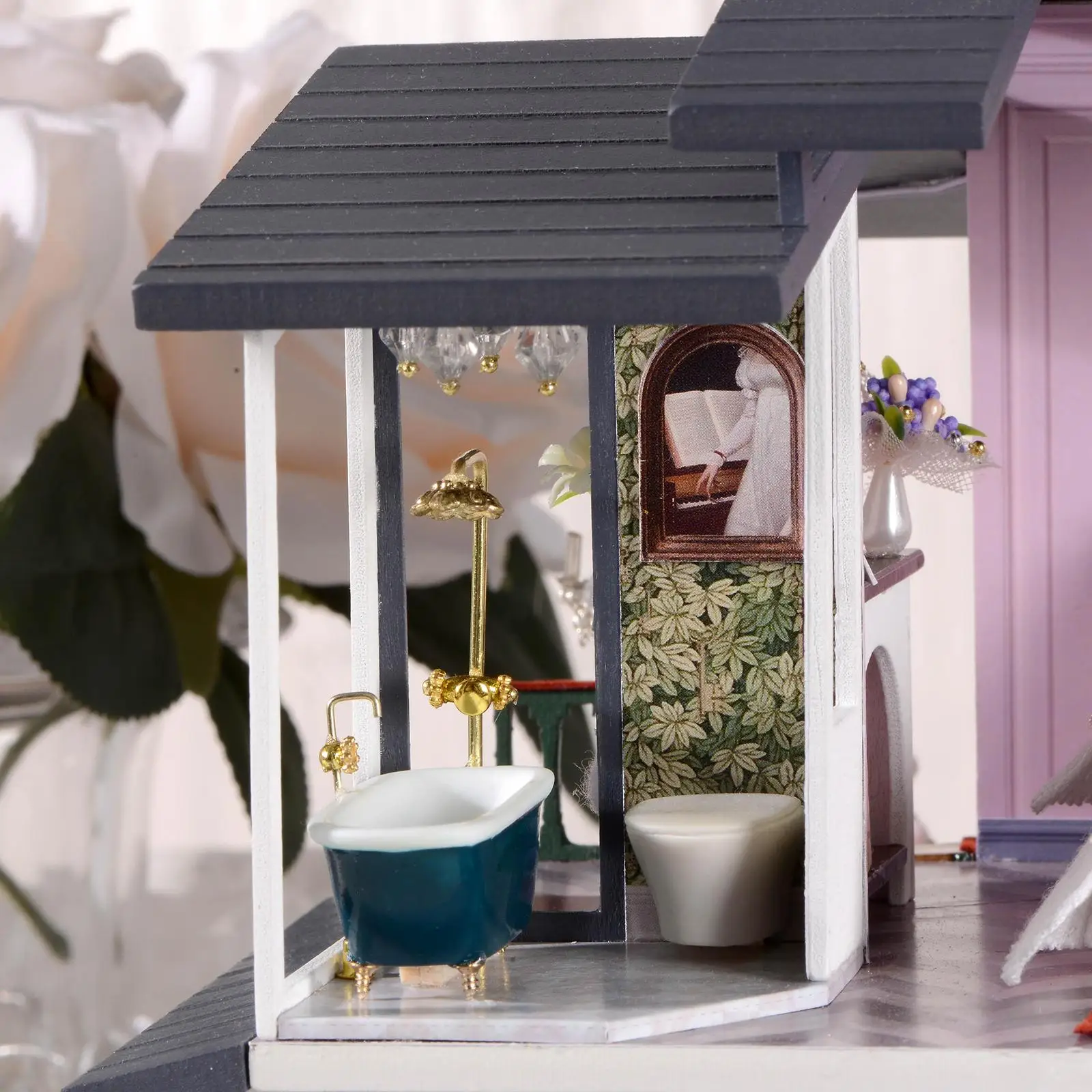 Handcraft Wooden Miniature Dollhouse Doll House Villa Cottage Puzzle Model Building Kits Toys for Children Adult Girls Gift