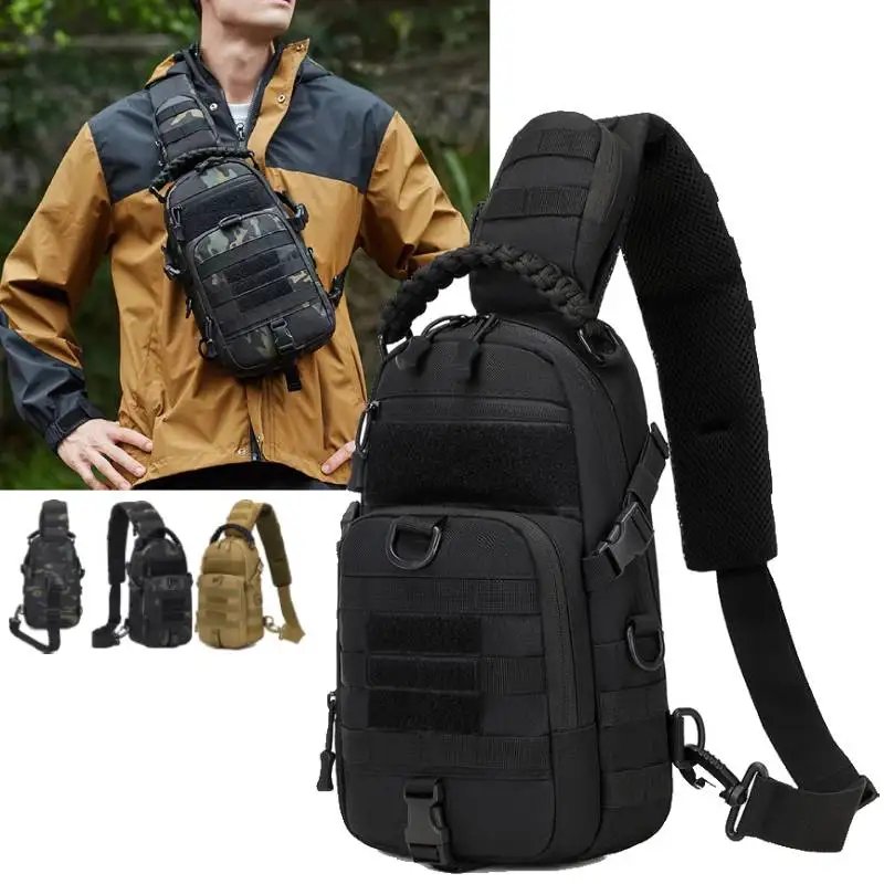 Tactical Fishing Chest Bag for Men Sports Shoulder Bags Molle Outdoor Camping Hiking Climbing Case Molle Hunting Fanny Pack