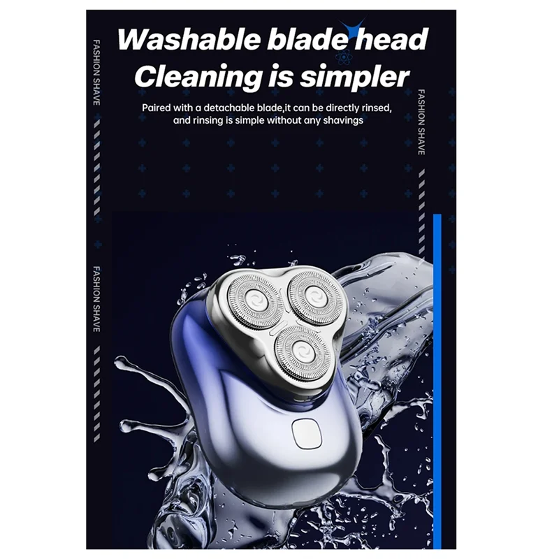 A44F-3D Floating Magnetic Blade Men Electric Shaver Mini Portable Beard Cutter Rechargeable Rotary Electric Shaver