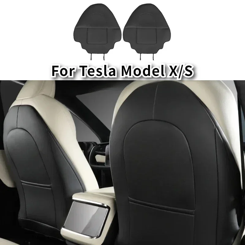 

Car Seatback Protector for Tesla Model S Model X Seat Back Protective Child Anti-Kick Mats Black Leather Interior Accessories