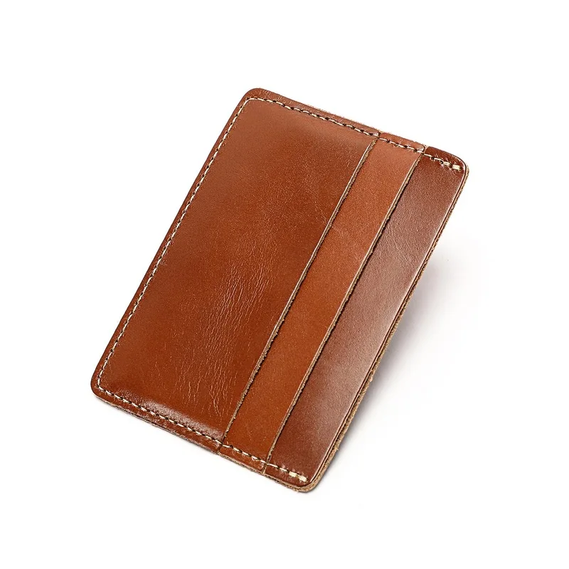 New model Lipstick-style top-layer cowhide ultra-thin small card case, versatile and stylish, high-end genuine leather wallet