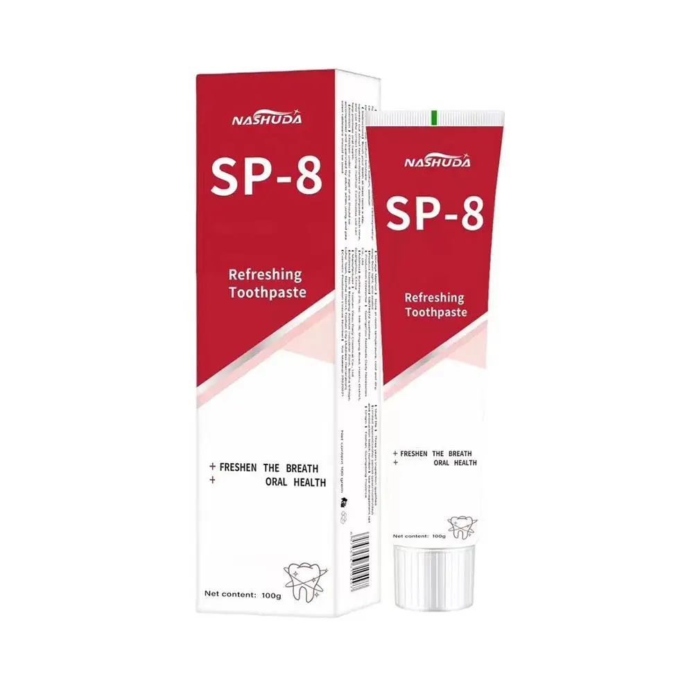 Dentifrice éclaircissant probiotique, 100g SP 8, reétiquettes et blanchiment des dents, SafeT2