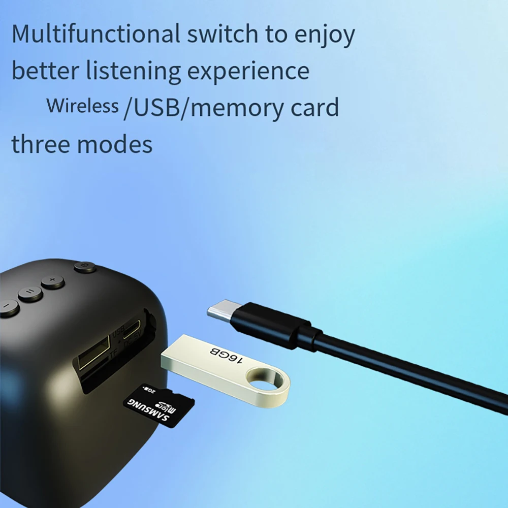 Y13 Black Mini Bluetooth Speaker Built-in microphone Waterproof Portable Outdoor Plug-in type Gift Wireless Bluetooth Speaker