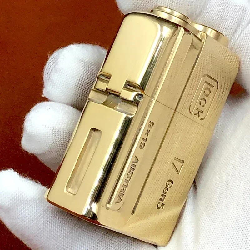 Brass Pure Copper Glock G17 Heavy Armour Punk Kerosene Lighter Sealed Oil Machine Waterproof and Windproof Toy Collection Gift