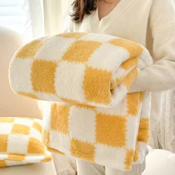 Ins Style Striped Double Layer Composite Blanket Office Shawl Blanket Winter Thickened Bed Sheet Milk Velvet Sofa Blanket