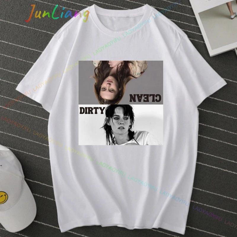 Kristen Stewart Men T-shirt Actress Kris Tshirt Fans Gift Men's Clothing 2024 Y2k Vintage Top Women's T-shirts Short Sleeve Tee