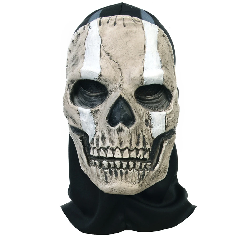 Máscara de Cosplay de Calavera, fantasma, Guerrero, máscaras de látex de terror, capucha para la cabeza, casco para adultos, utilería para Halloween, Unisex