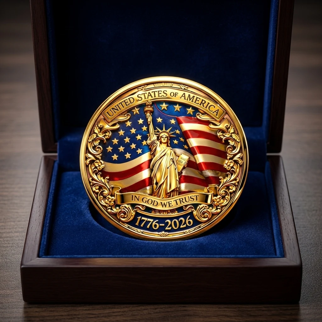 3D Embossed Metal Coin 250th-Anniversary Collectible Historical Theme Durable Material