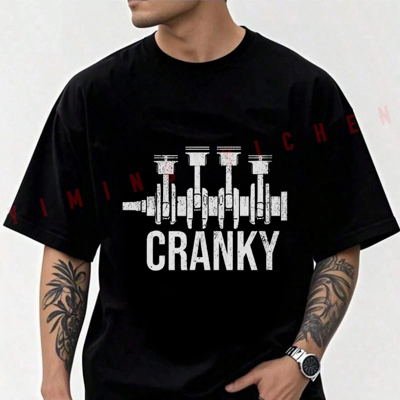 

Heavy-Duty Truck-Themed Design Motorcycle Cotton T-shirt Men Short Sleeved Casual Round Neck Unisex Tops Tee
