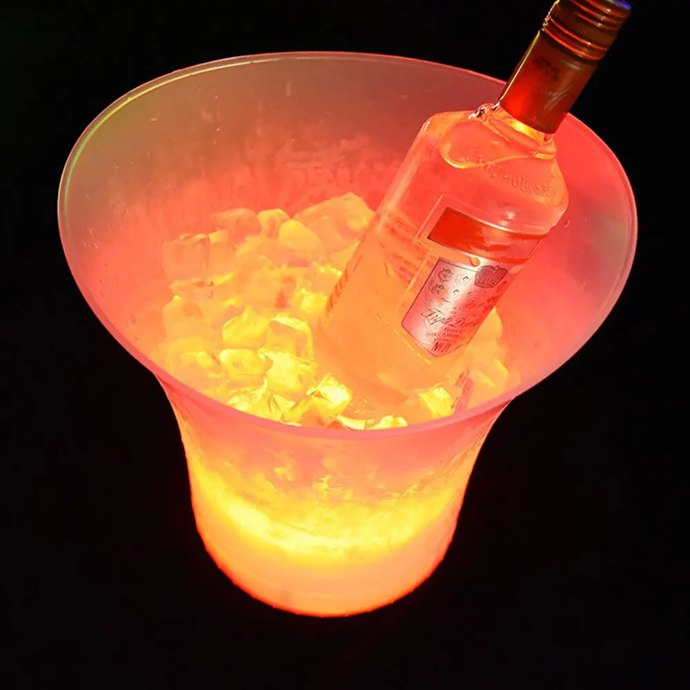 5L 6 Color LED Ice Bucket Waterproof Plastic Light Up Champagne Beer Buckets For Bars Nightclubs Night Party wine glass holder cooler para cerveja wine