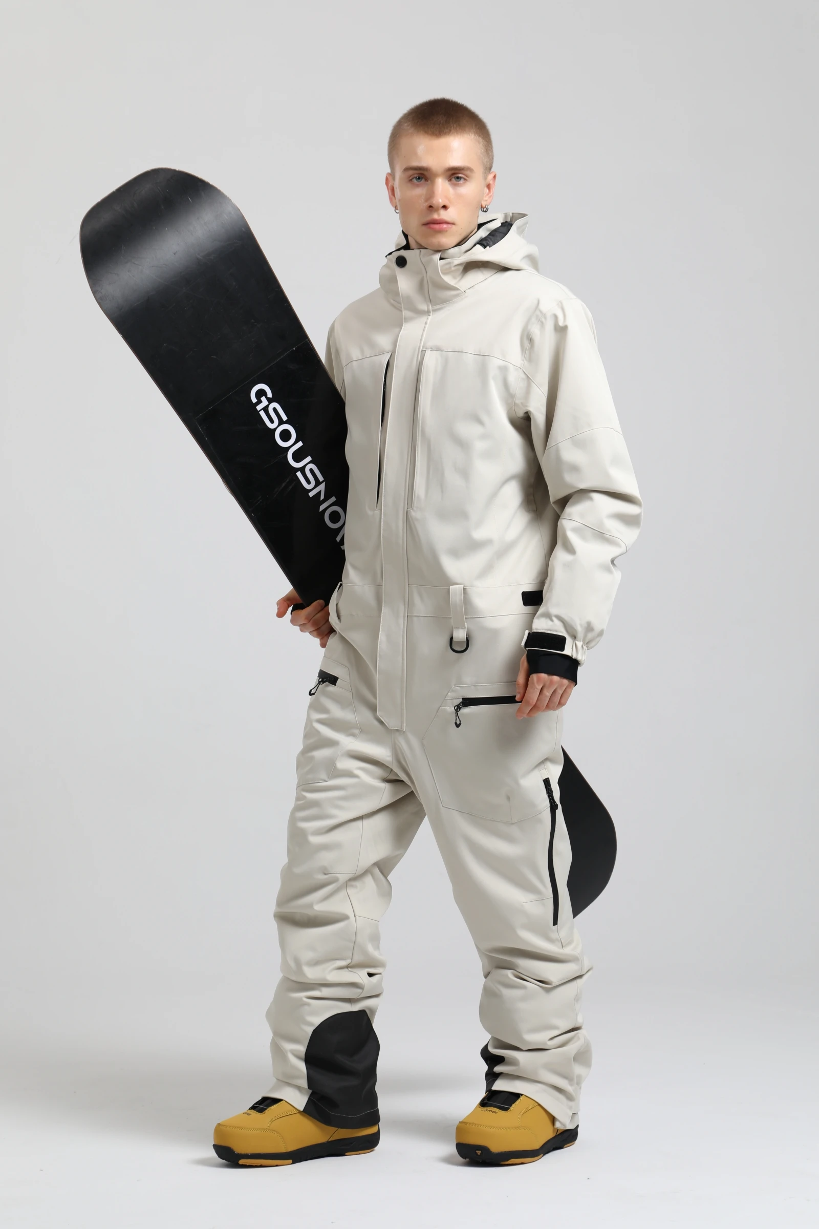 

Gsou Snow Men's One-Piece Ski Suit Windproof Waterproof Thermal Insulated Snowsuit with Fleece Lining Relaxed Fit Ski Jumpsuit