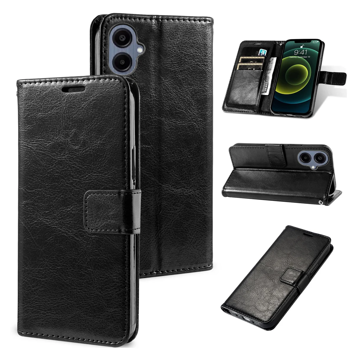 Wallet Flip Leather Phone Case For Samsung Galaxy A04E, For Samsung F04 M04 Case Leather Magnetic Flip Cover Bag