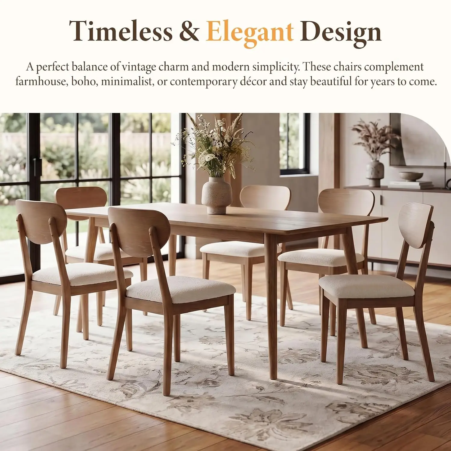 Wooden Dining Chairs Set of 4, Mid Century Modern Kitchen Chairs, Customized view 6