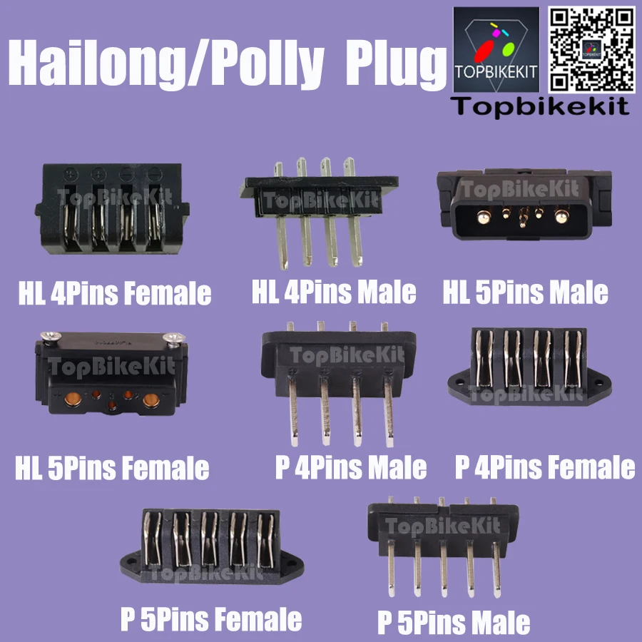 Ebike Hailong Plug Connector-Polly Super73 Battery Power Discharge Plug-Ebike Hailong/Polly Battery Plug 4pins/5pins