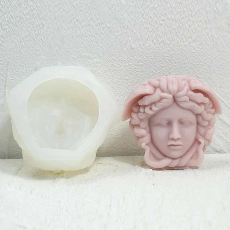 DIY Medusa Bust Candle Mold Greek Sculpture Body Face Snake Hair Figure Wax Candles Silicone Mould Decoration Epoxy Resin Mold