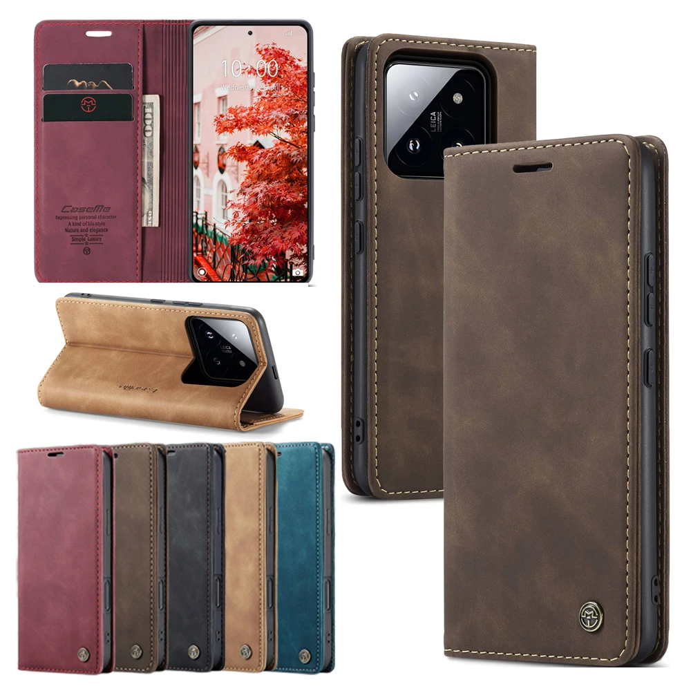 

Kickstand Leather Phone Case Flip Wallet Case for Xiaomi 14T Pro 9 11 13 Lite 14 Ultra X6 M6 Pro Phone Cover Cards Slot Bumper