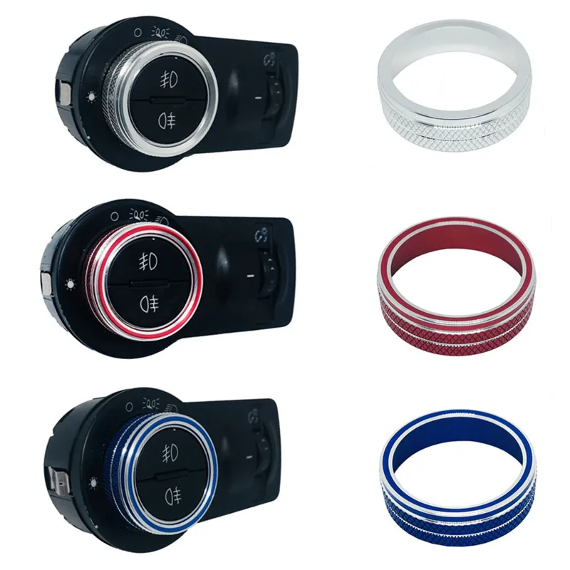 Auto-Scheinwerferknopf-Schalter-Zierring-Aufkleber Passend für Chevrolet Cruze Malibu Aveo Trax Für Opel Mokka ASTRA Insignia