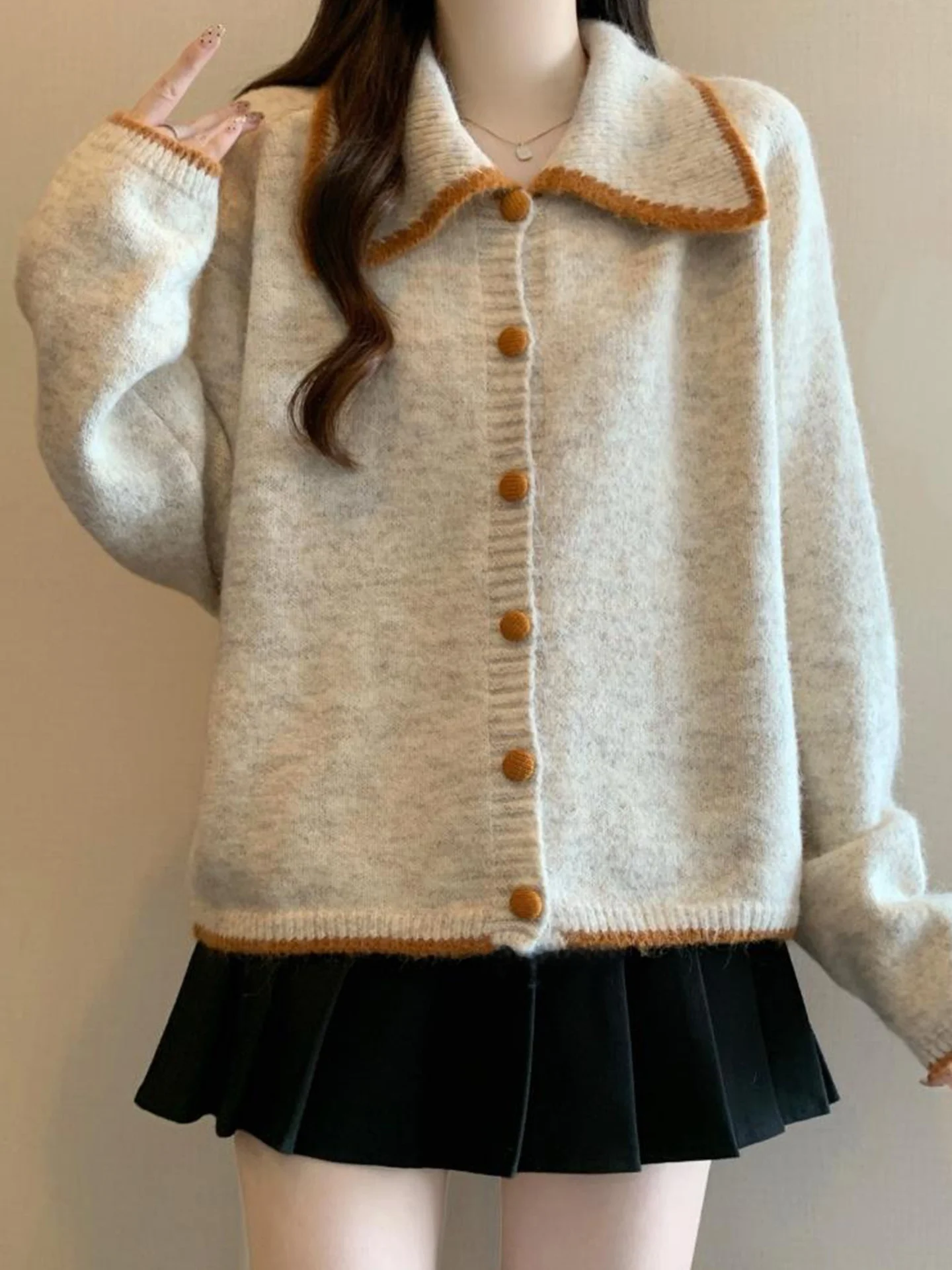 

Ladies Soft Cozy Knitted Open Cardigan Collar Color Blo Spring New Sle plus Size Sweater Jaet Comfortable Casual Wear