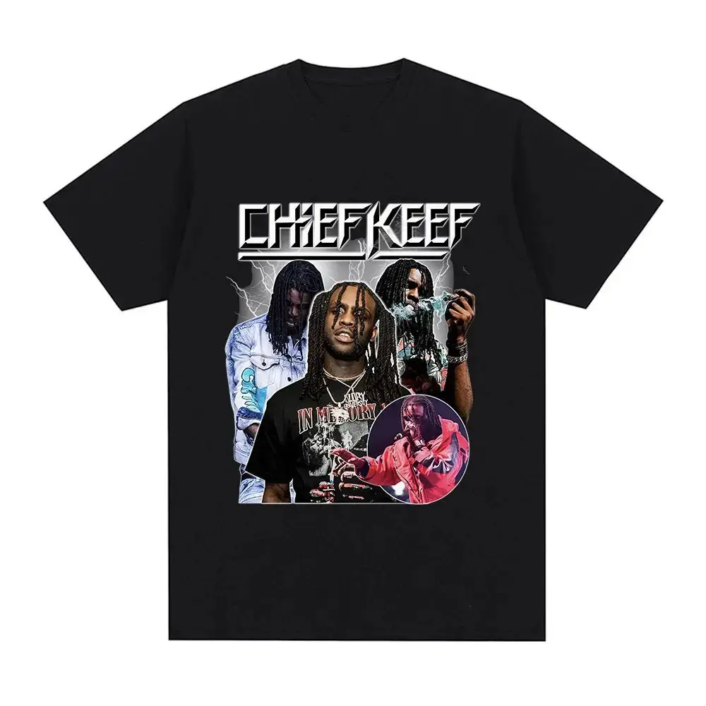 I Love Chief Keef T-Shirt Mode Lässig Kurzarm Vintage Gothic Oversized Print T-Shirts Hip Hop Lose Streetwear Unisex – Detail 26