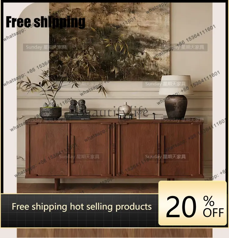 Factory Direct Modern Simple Wood Color Bucket Cabinet French Retro Cabinet Door Side Cabinet