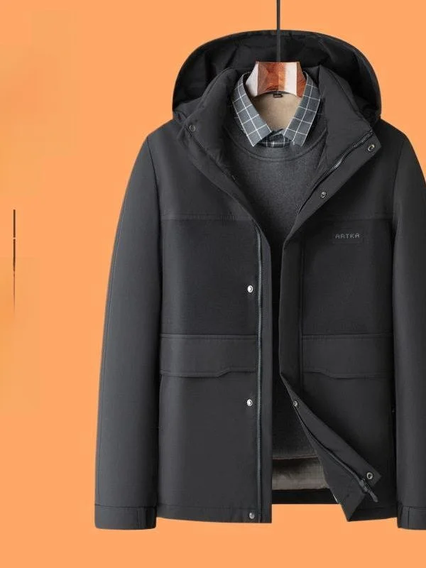 

Утепленная мужская пуховая куртка для бизнеса и повседневной носки, теплая зимняя одежда из полиэфирного волокна с белым пуховым наполнителем, для отдыха и повседневной носки