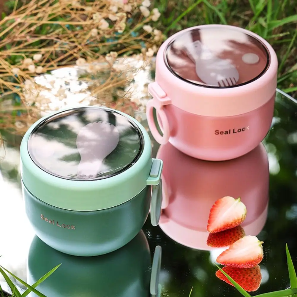 

Portable 600ML Thermal Lunch Box Leak Proof with Spoon Insulated Soup Cup Detachable Microwaveable Vacuum Thermal Jar Yogurt