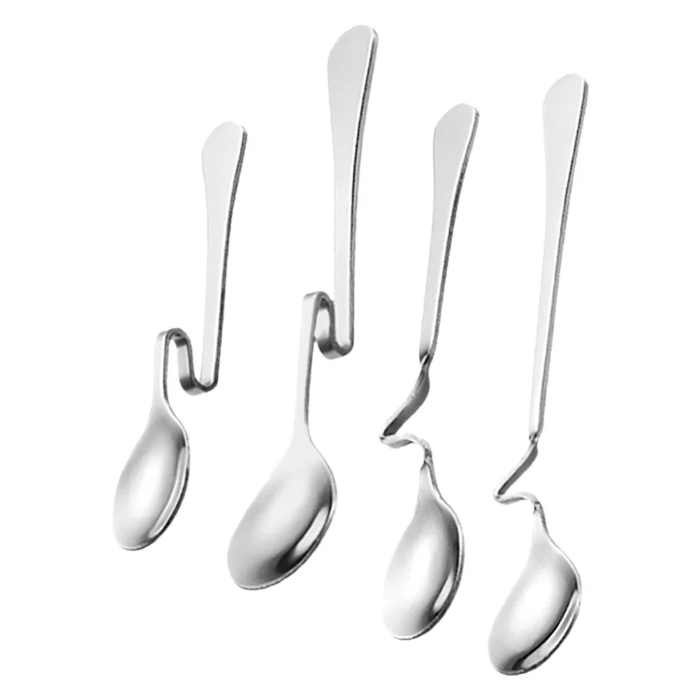 

4 Pcs Stainless Steel Tableware Hanging Cup Coffee Spoon Mixing Household Dessert Honey Spoons Stirring Whisk