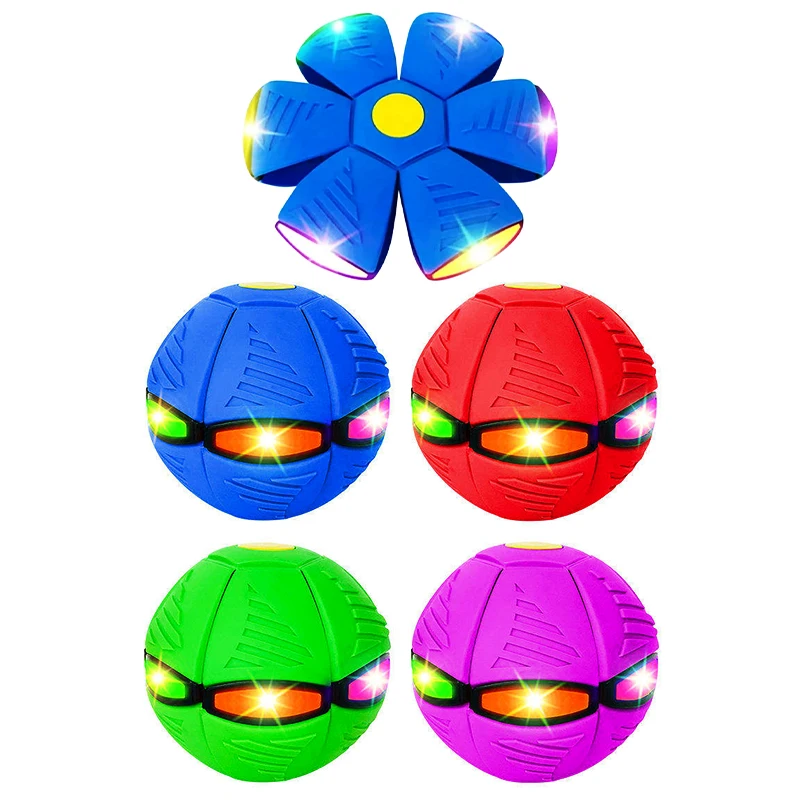 Outdoor Deformable Glowing Multiplayer UFO Football Flexible Deformation Led Flying Flat Throw Elastic Bouncing Ball