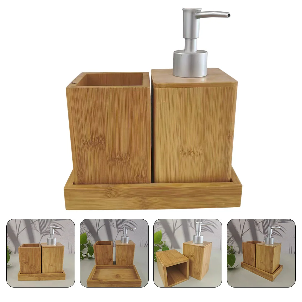 Hand Bottle Shampoo Bottles Soap Household Dispenser Shower Pump Bamboo Travel Toothbrush Holder