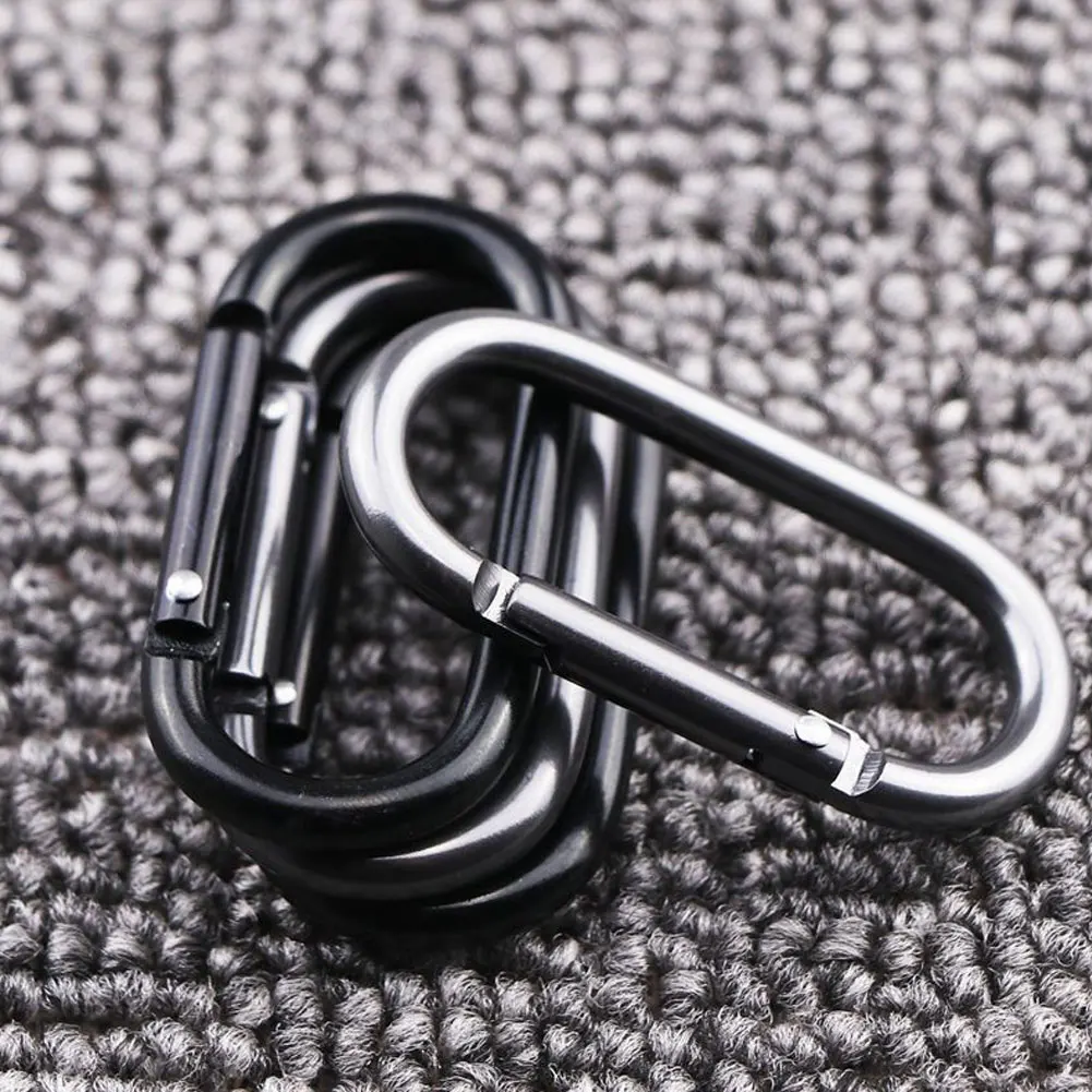Mousqueton en alliage d\'aluminium en forme de D, équipement d\'escalade, porte-clés, crochet, noir, pratique, chaud, nouveau, 2024, 20 pièces