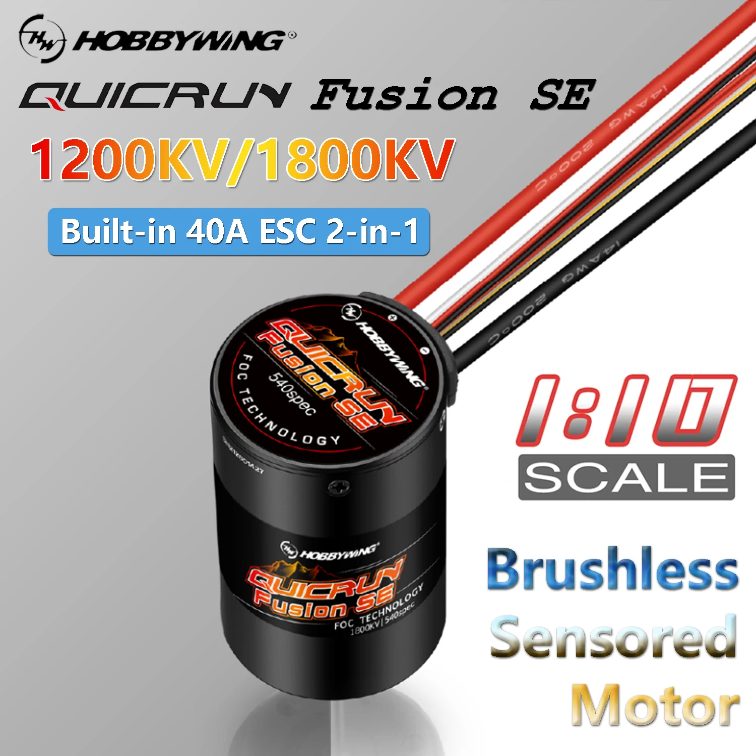 

Hobbywing 1/10 RC Crawler Car Sensored Brushless Motor 1200KV/1800KV Quicrun Fusion Se 540 Waterproof Built-in 40A ESC 2-in-1