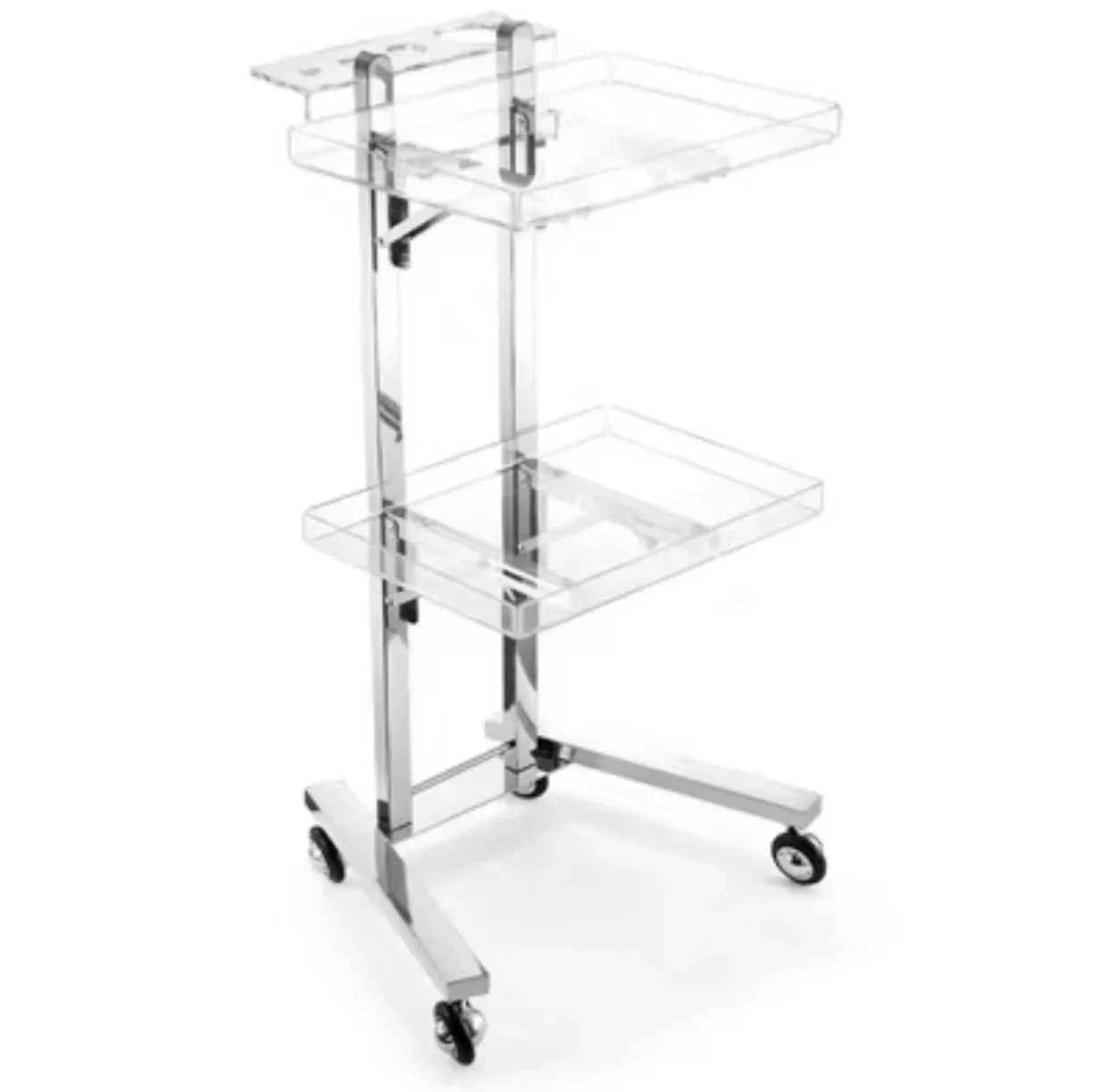 

Stainless Steel Auxiliary Cart with Wheels Beauty Salon Dyeing Trolley Folding Bar Car Barber Shop Double Layer Trolleys