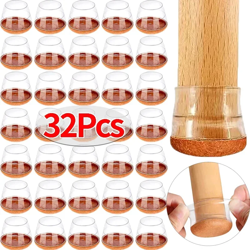 32/1pcs Chair Leg Protectors Felt Pads for Hardwood Floors Silicone Covers Furniture Leg Sliders Caps Non Slip Reduce Noise