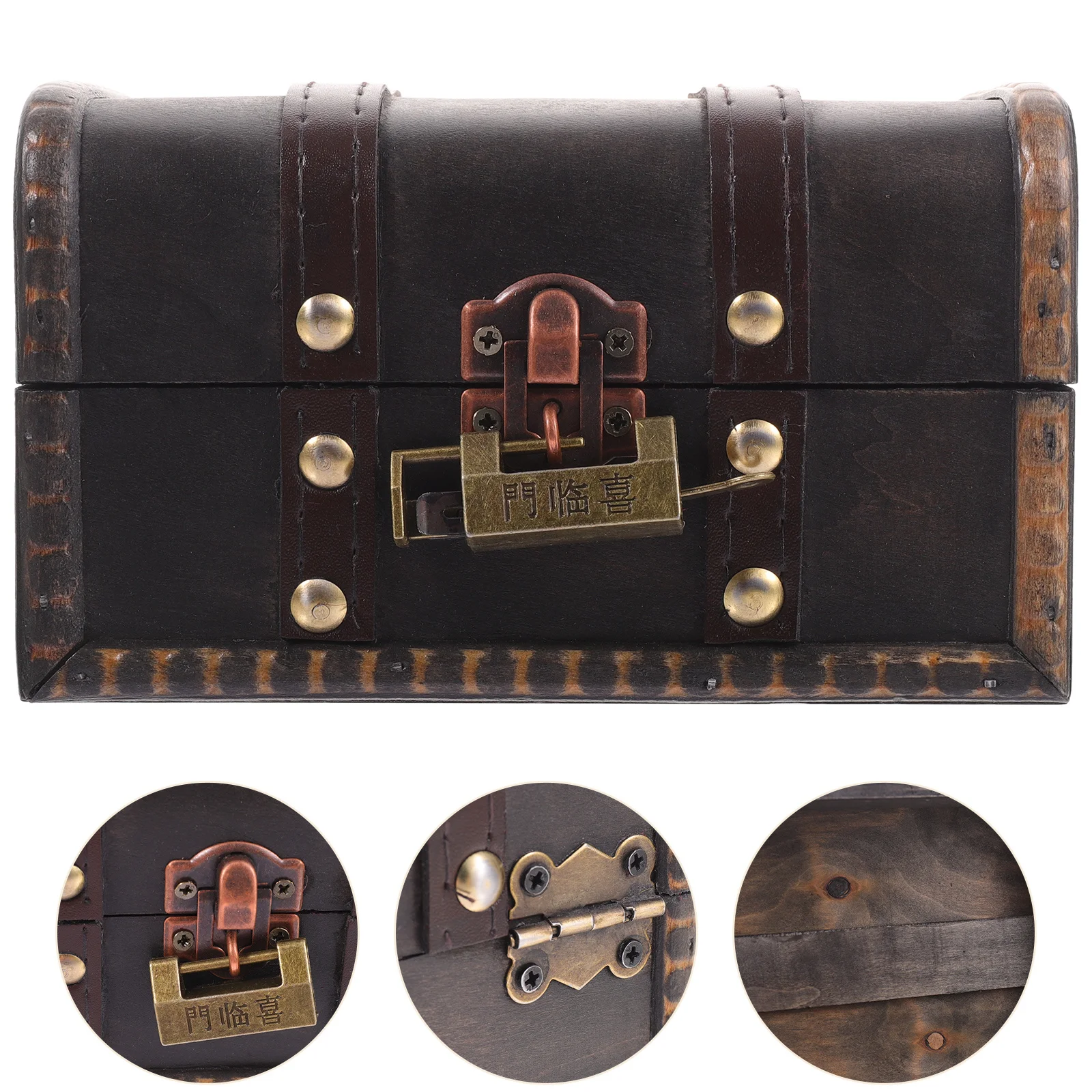 

Wooden Jewelry Storage Box Retro Design with Lock Secure Case for Rings Necklaces Earrings Jewelry Organizer Container