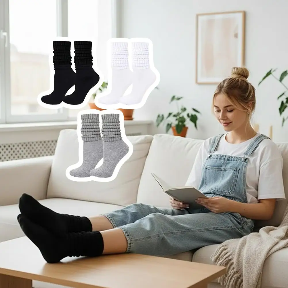 الخريف الشتاء المرأة الأوسط الجوارب بلون محبوك الدافئة عارضة الراحة مكدسة جوارب محبوكة #4